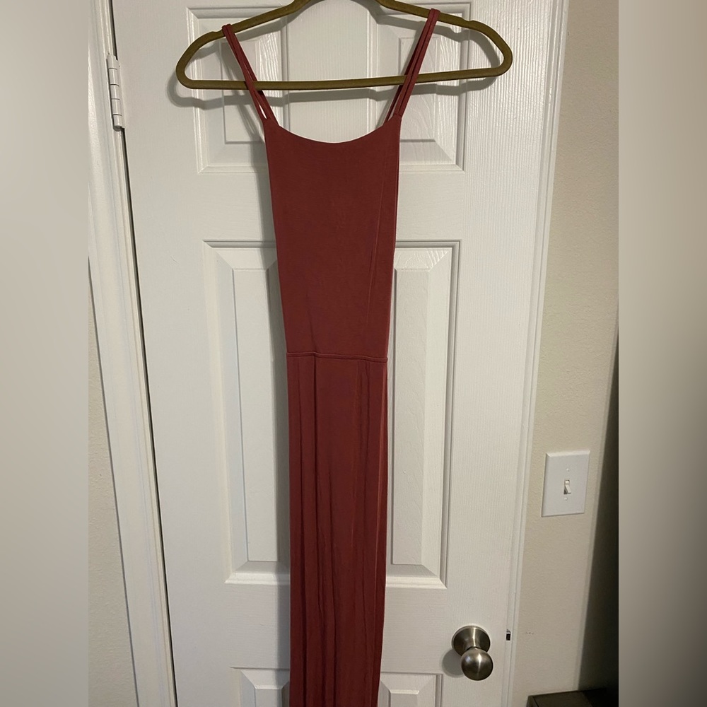 Bronze Strapped Back Maxi Dress with split S